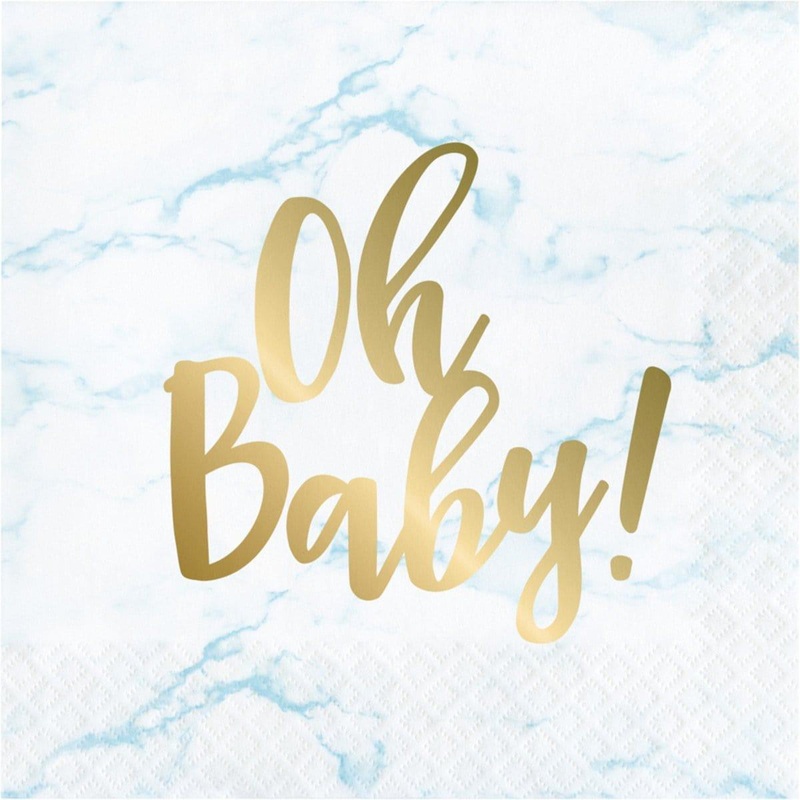 Oh Baby Marble Blue Lunch Napkins, 16 Count