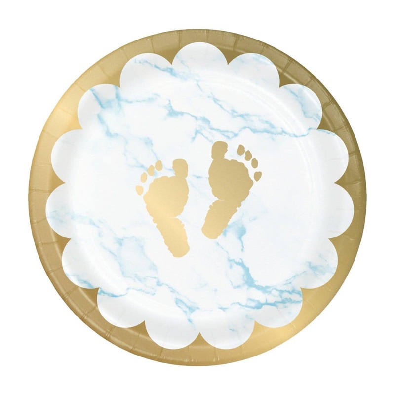 Oh Baby Marble Blue Plates, 7 inches, 8 Count