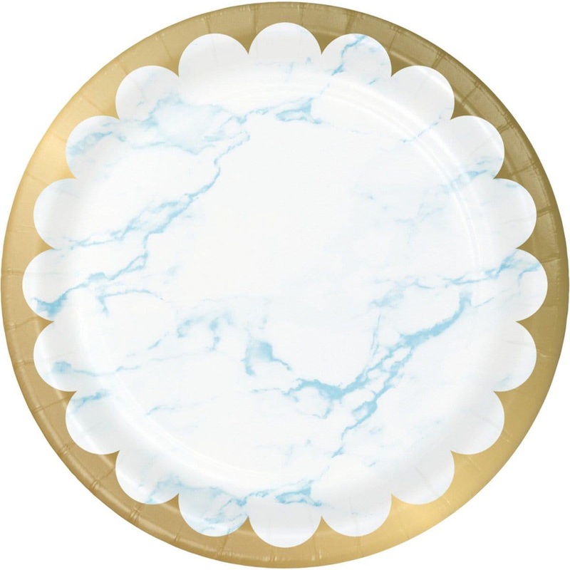 Oh Baby Marble Blue Plates, 9 inches, 8 Count