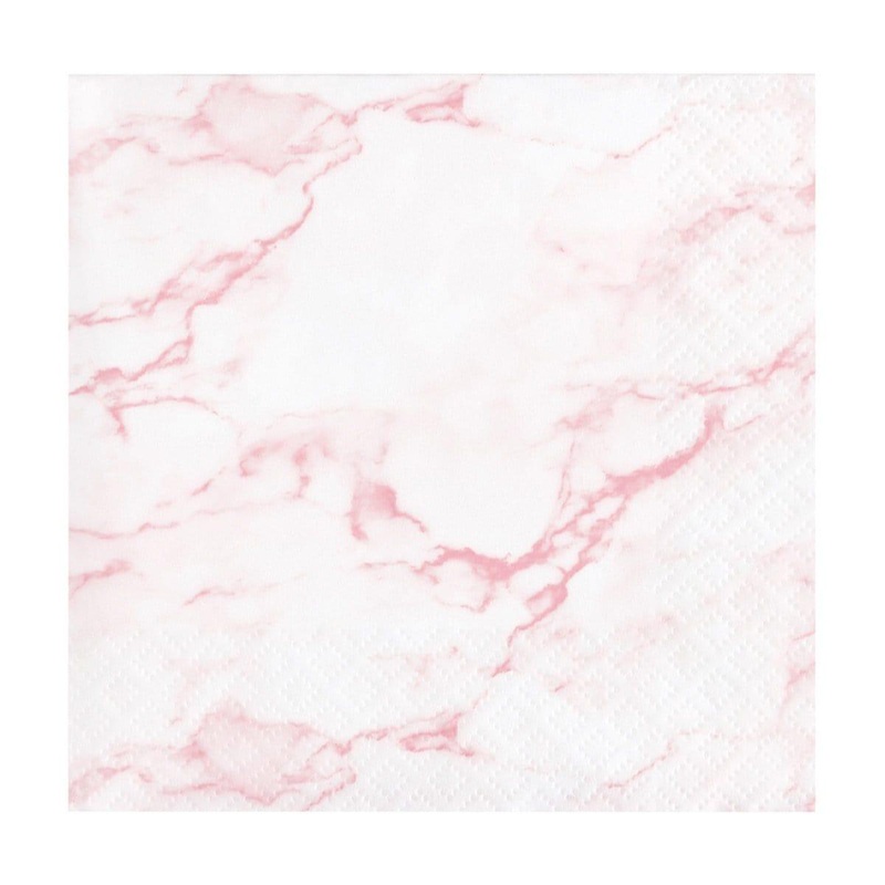 Oh Baby Marble Pink Beverage Napkins, 16 Count