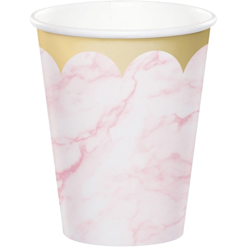 Oh Baby Marble Pink Cups, 9 oz., 8 Count