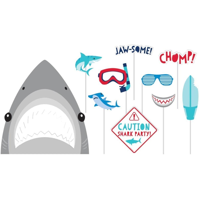 Shark Party Photo Booth Props, 10 Count