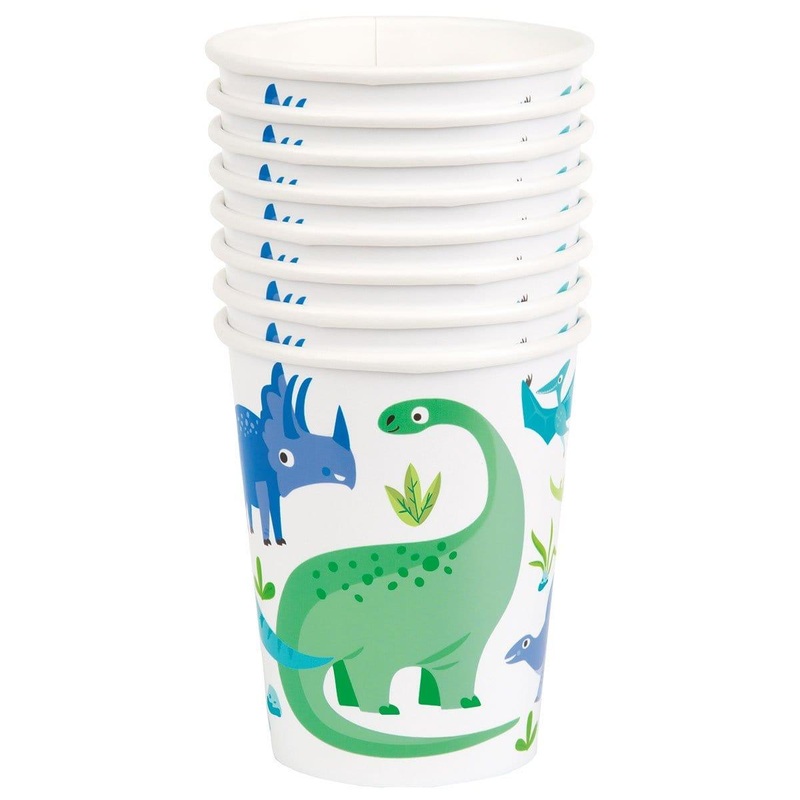Blue & Green Dinosaur Cups, 9 oz., 8 Count