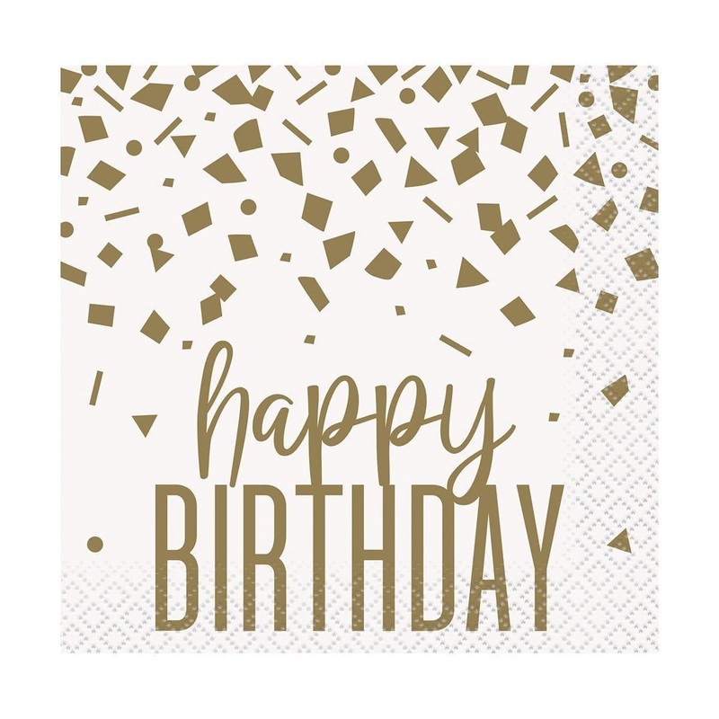 Gold Confetti Birthday Beverage Napkins, 16 Count