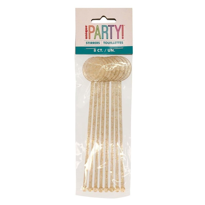 Gold Confetti Birthday Cocktail Stirrers, 8 Count