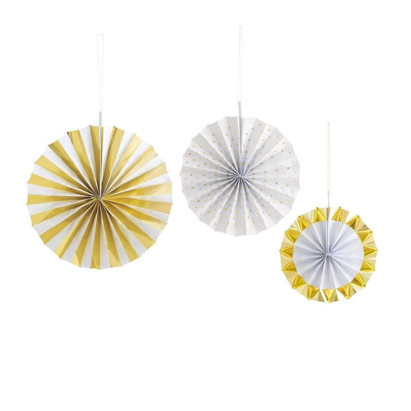 Gold Confetti Birthday Fan Decoration, 3 Count
