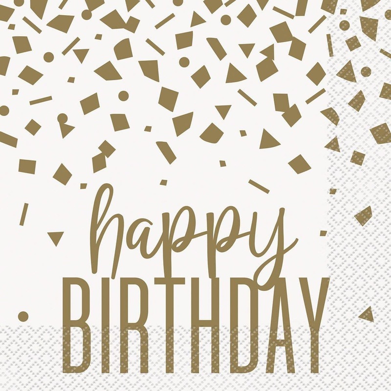 Gold Confetti Birthday Lunch Napkins, 16 Count