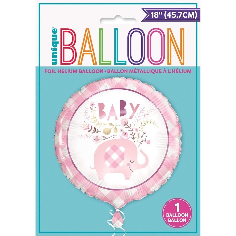 Pink Floral Elephant Foil Balloon, 18 Inches