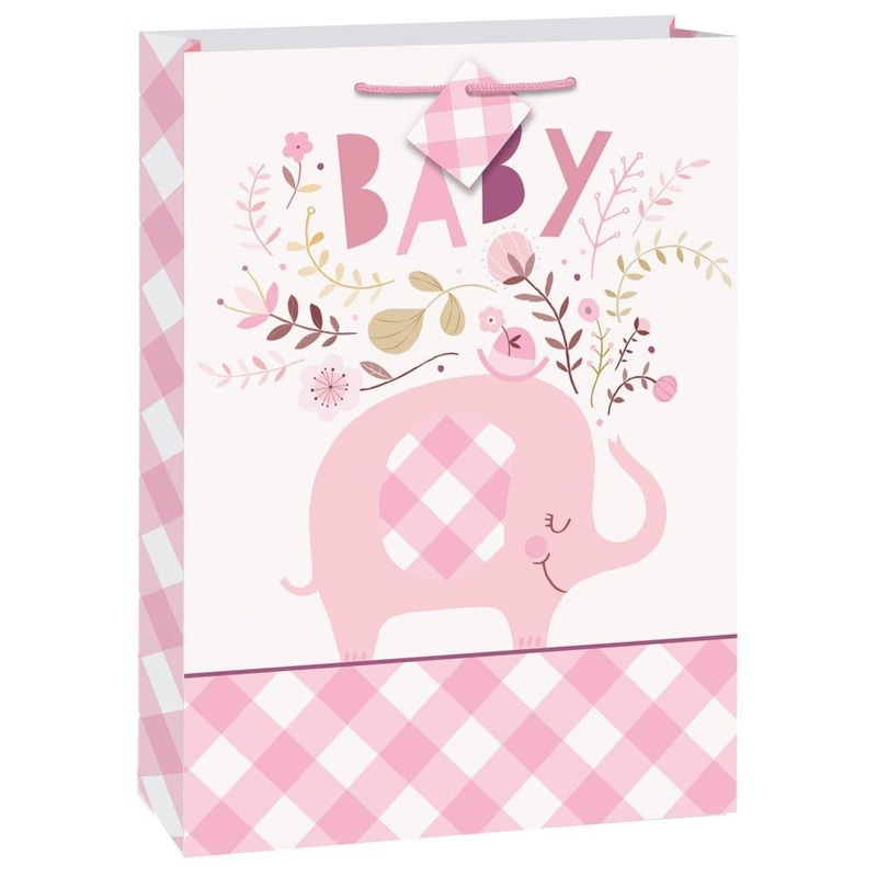 Pink Floral Elephant Gift Bag Jumbo