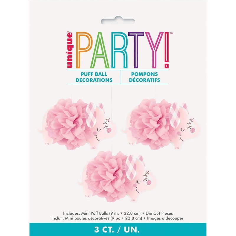 Pink Floral Elephant Puff Decoration, 3 Count