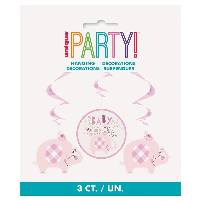 Pink Floral Elephant Swirl, 3 Count