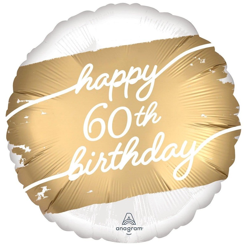 60th Gold Birthday Foil Balloon, 18 Inches