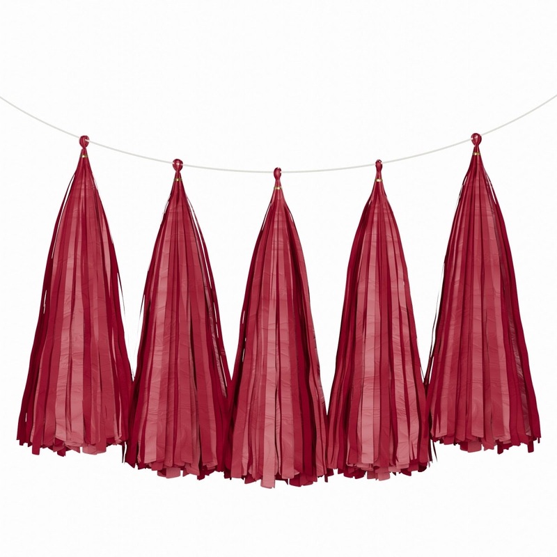 Burgundy Tassel Garland, 5 Count