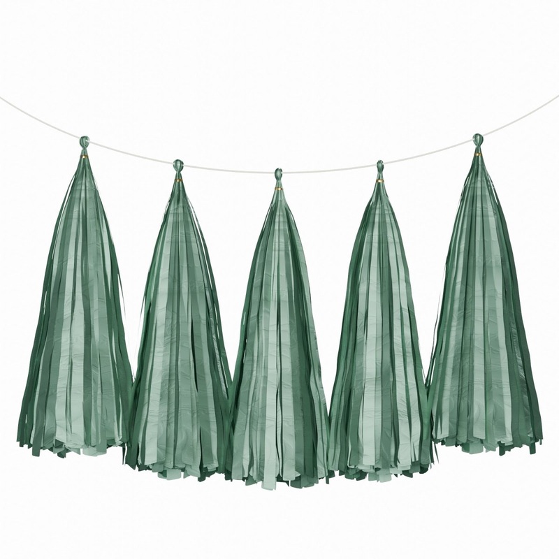 Dark Green Tassel Garland, 5 Count