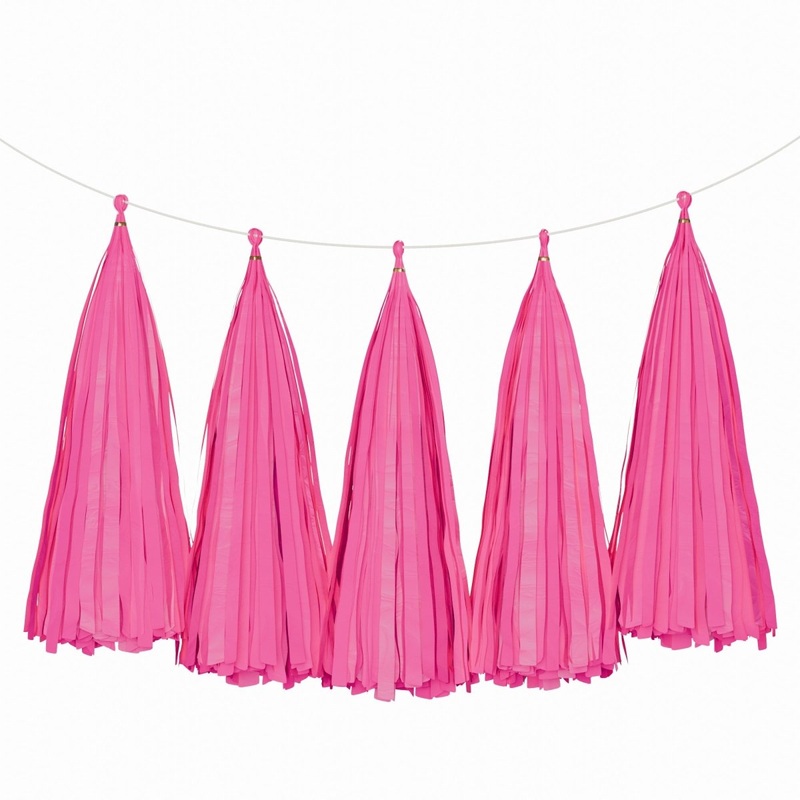 Fuchsia Tassel Garland, 5 Count
