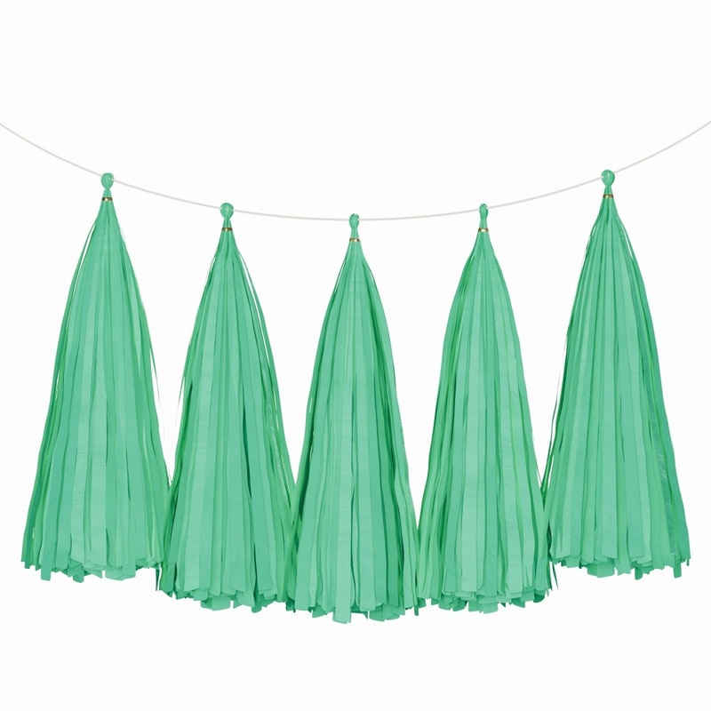 Green Tassel Garland, 5 Count
