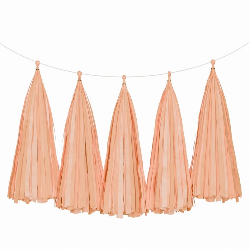 Peach Tassel Garland, 5 Count