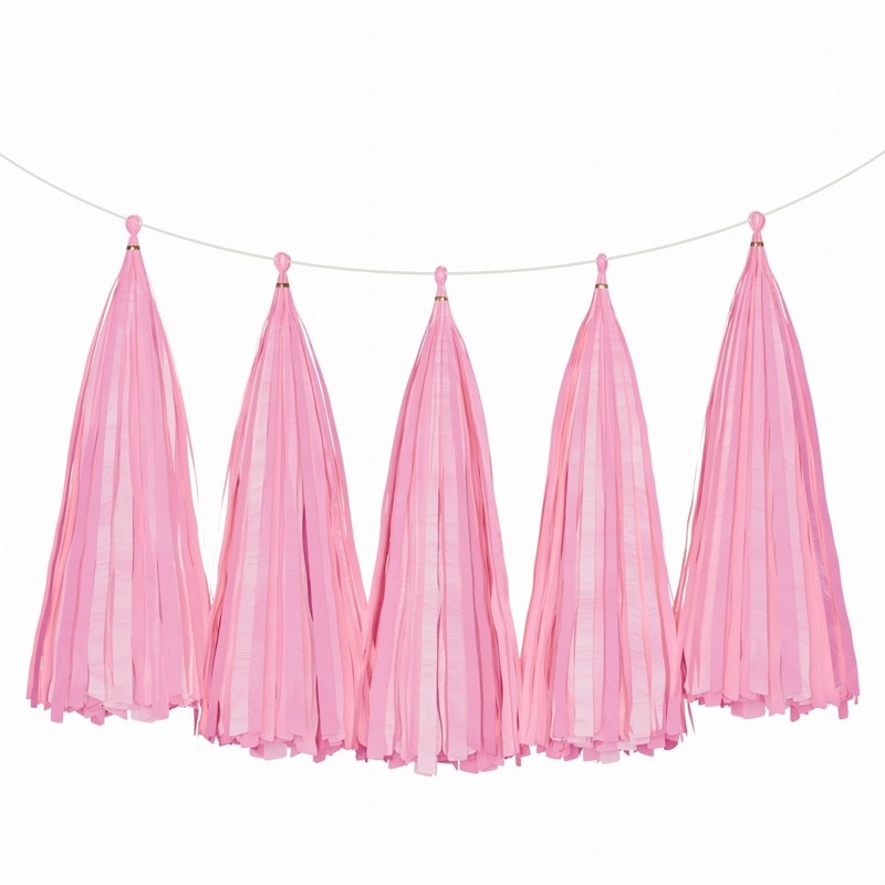 Pink Tassel Garland, 5 Count