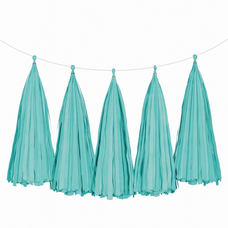 Tiffany Blue Tassel Garland, 5 Count