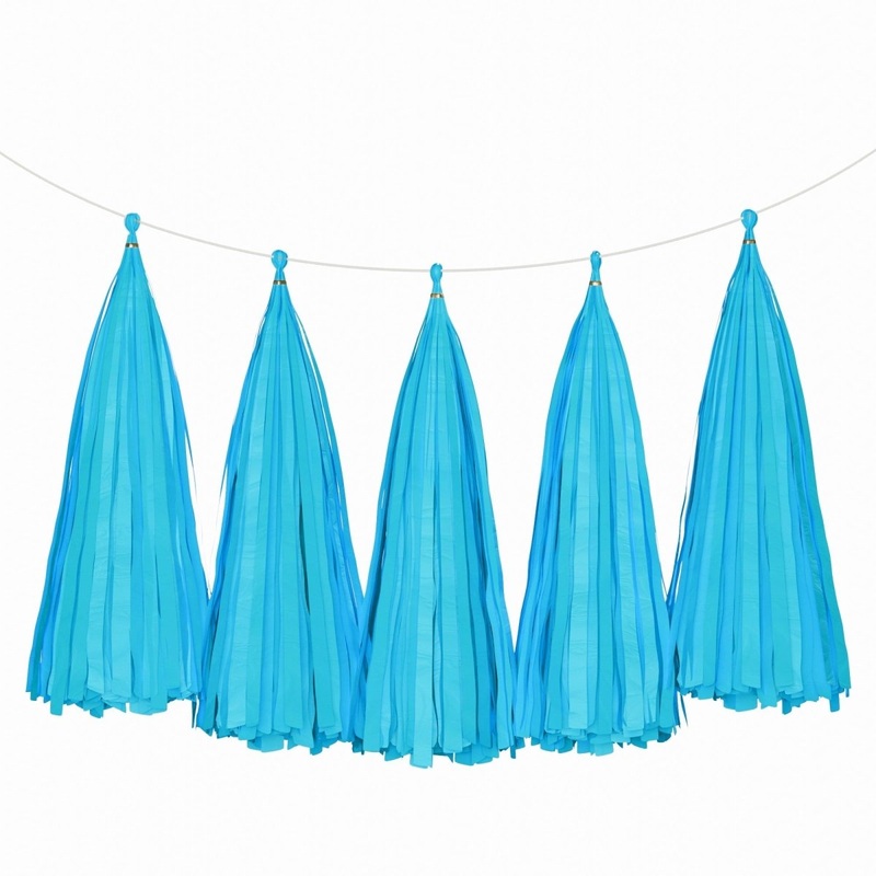 Turquoise Blue Tassel Garland, 5 Count