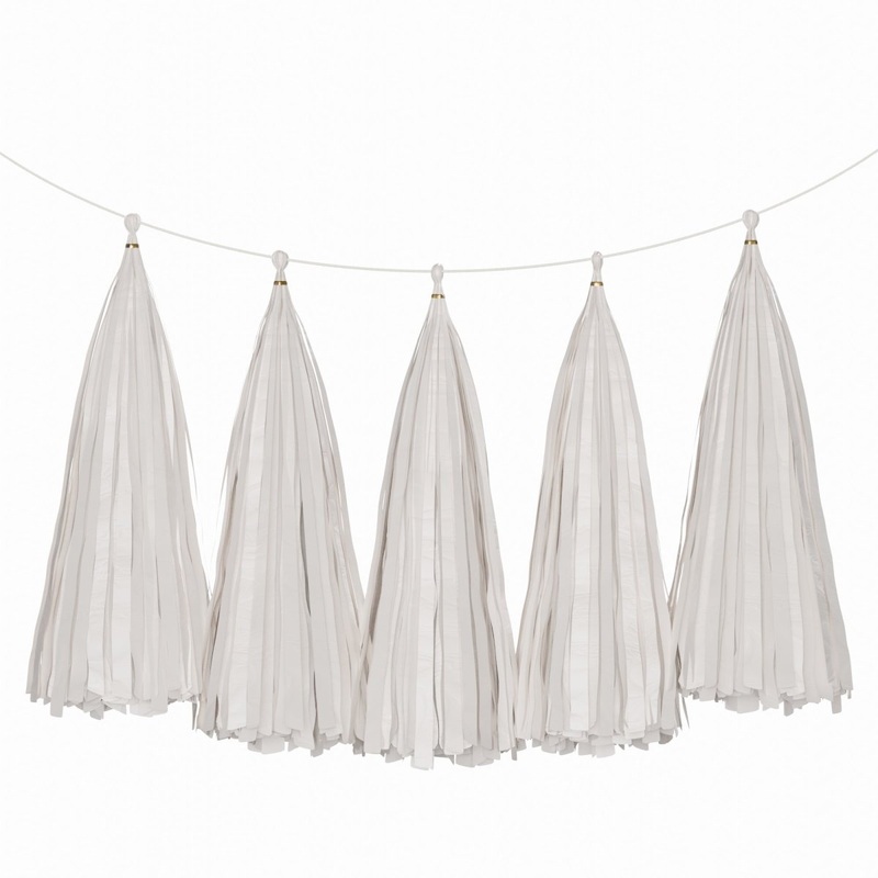 White Tassel Garland, 5 Count