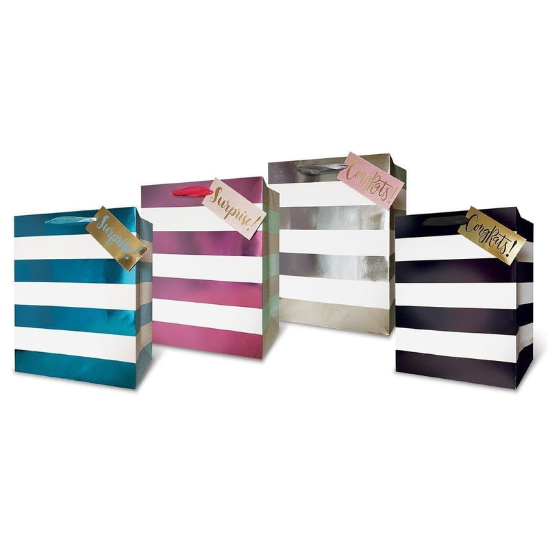 Large Stripe Gift Bag, Assortment, 1 Count