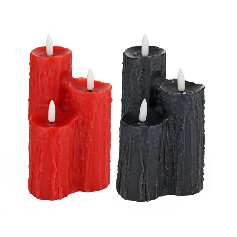Set of 3 LED Candles, Red or Black, Assortment, 1 Count