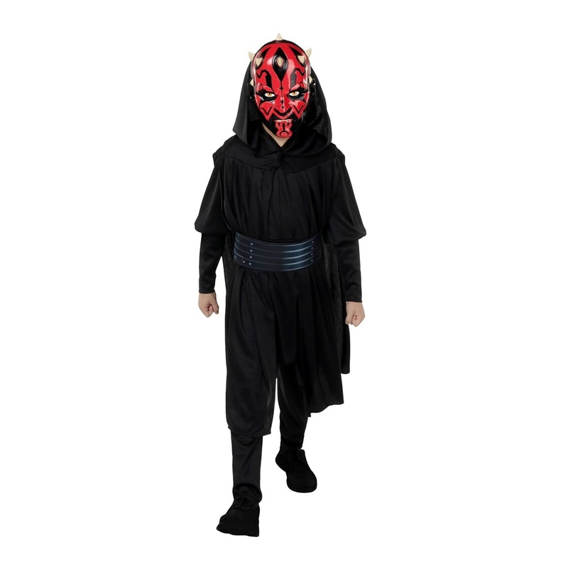 Darth Maul Qualux Costume for Kids, Star Wars, Black Hooded Cape S