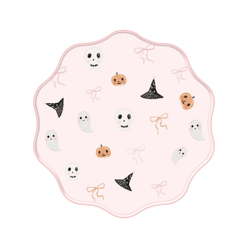 Frightfully Adorable Large Scalloped Lunch Paper Plates, 10 Inches, 8 Count