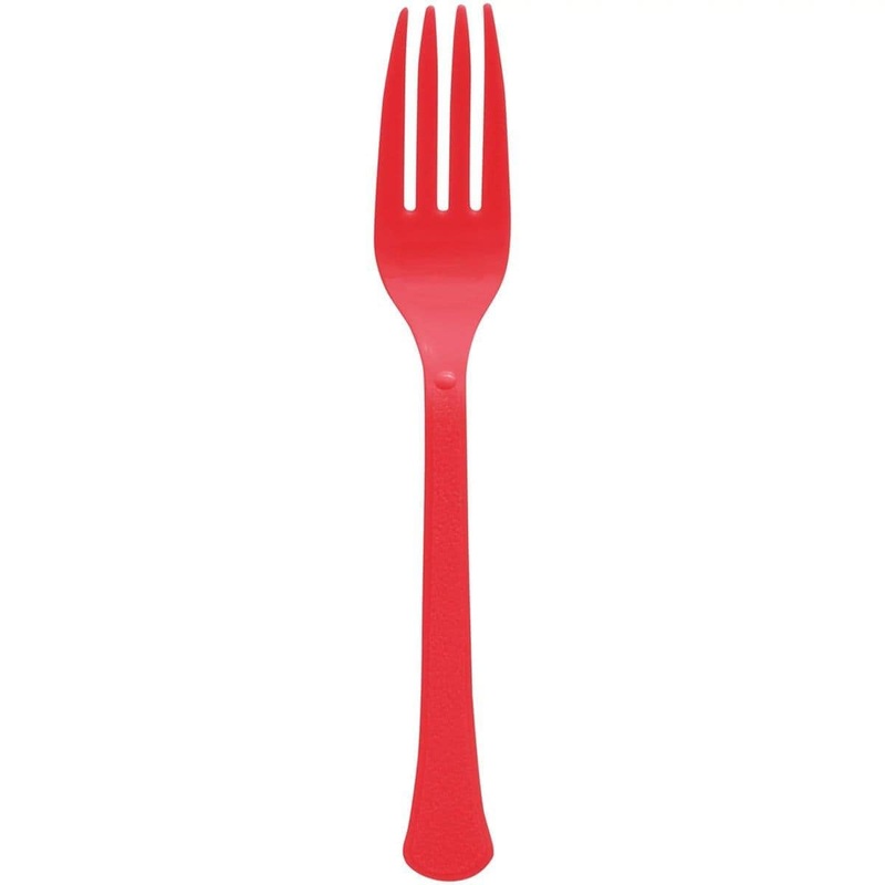 Apple Red Plastic Forks, 20 Count