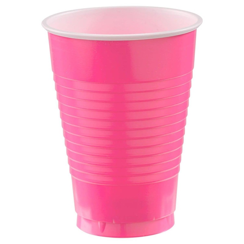 Bright Pink Plastic Cups, 12 oz., 20 Count