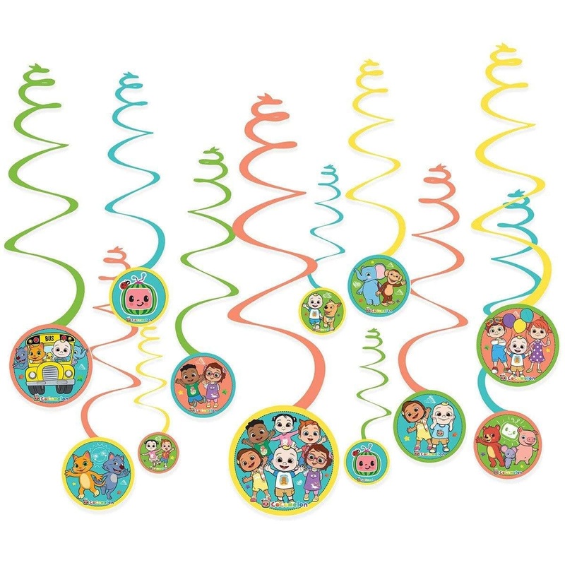 Cocomelon Spiral Decorations, 12 Count