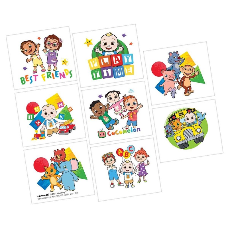 Cocomelon Tattoo Favors, 8 Count