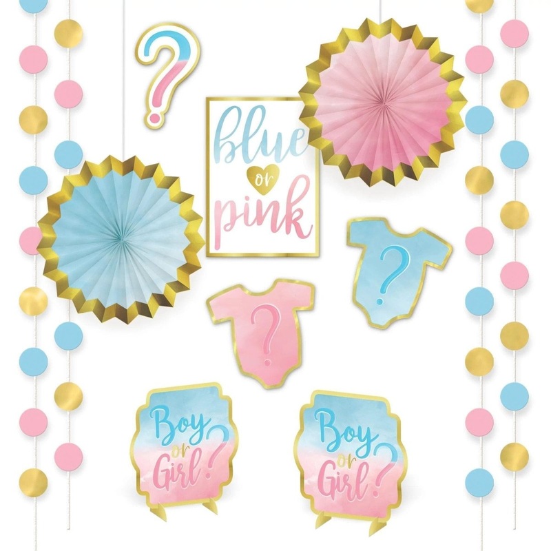 Gender Reveal Party Decorating Kit, 12 Count