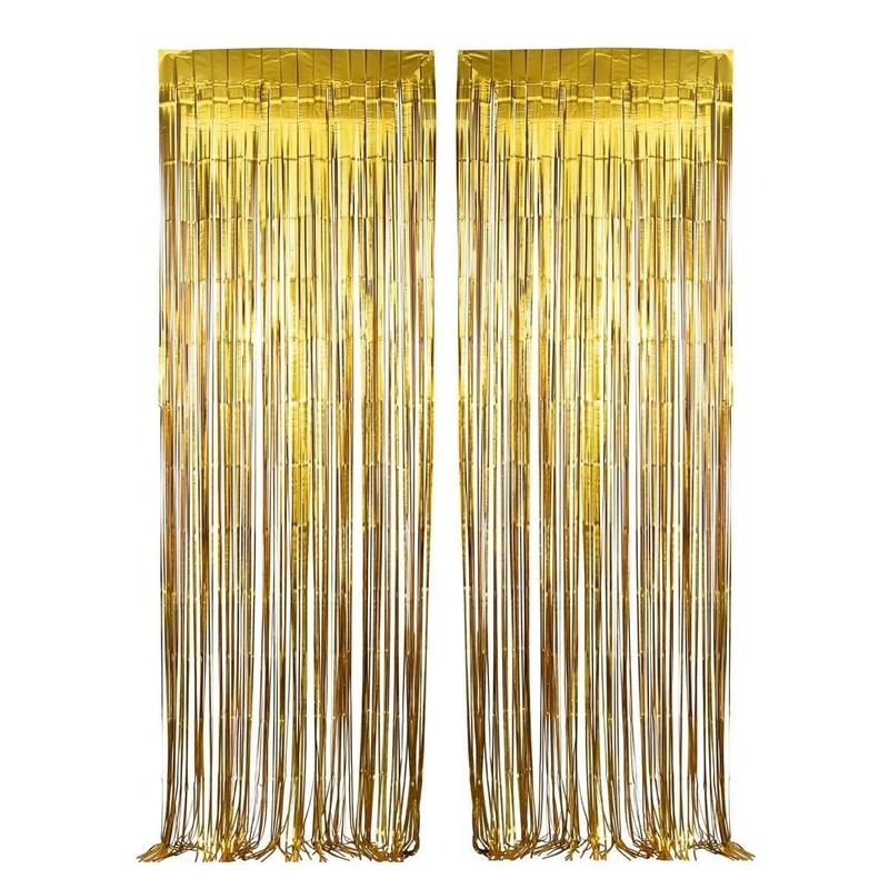Gold, Matte Collection, Foil Fringe Curtain, 2 Count