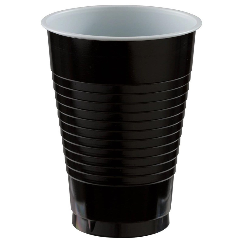 Jet Black Plastic Cups, 12 oz., 20 Count