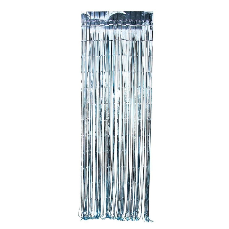 Light Blue Foil Fringe Curtain
