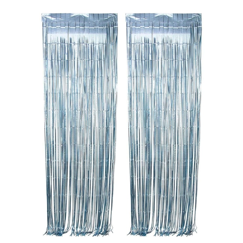 Light Blue, Matte Collection, Foil Fringe Curtain, 2 Count