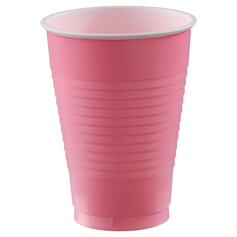 New Pink Plastic Cups, 12 oz., 20 Count
