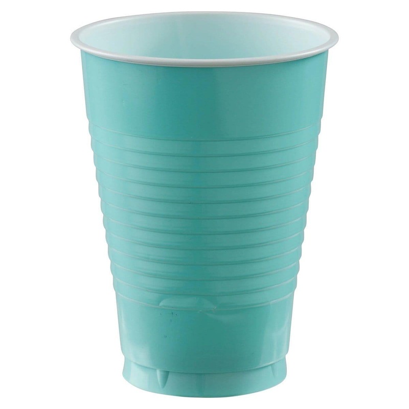 Robin's Egg Blue Plastic Cups, 12 oz., 20 Count