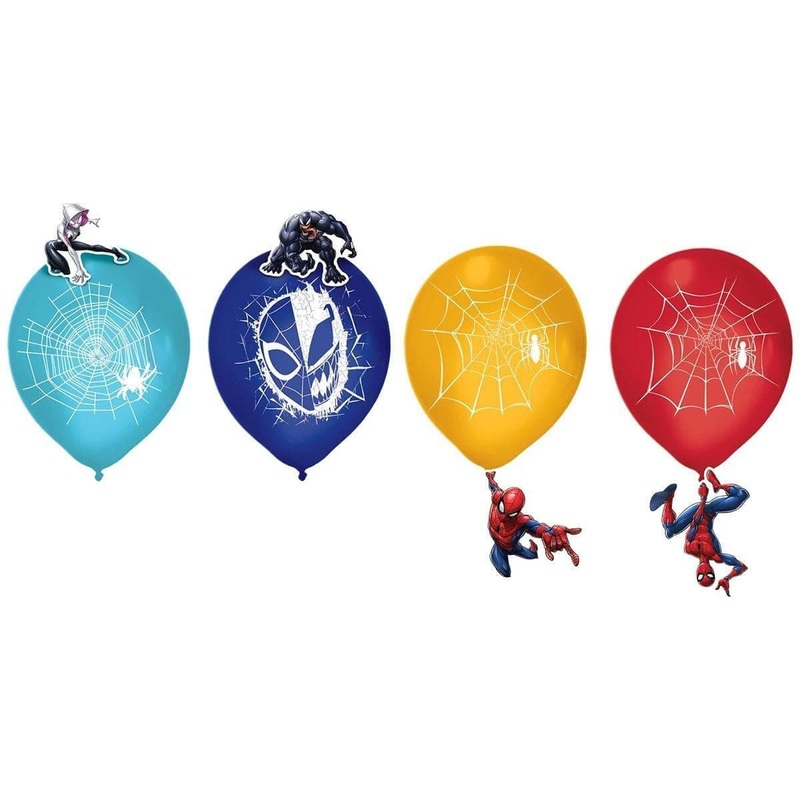Spider-man Latex Balloon with Paper Add Ons, 6 Count