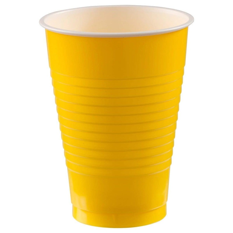 Yellow Sunshine Plastic Cups, 12 oz., 20 Count