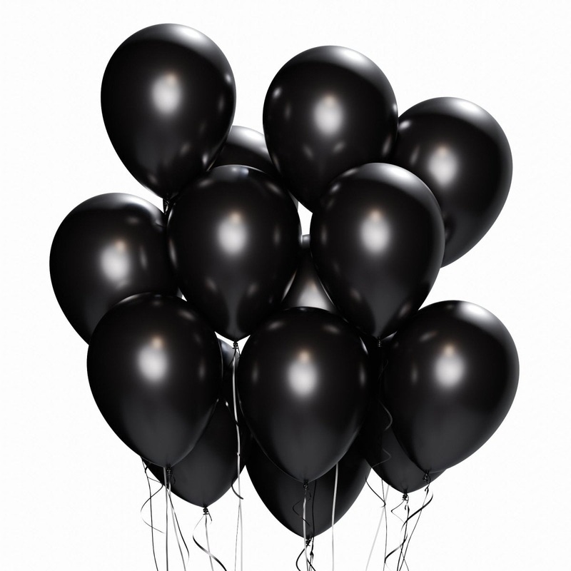 Black Latex Balloon 12 Inches, Pearl Collection, 15 Count