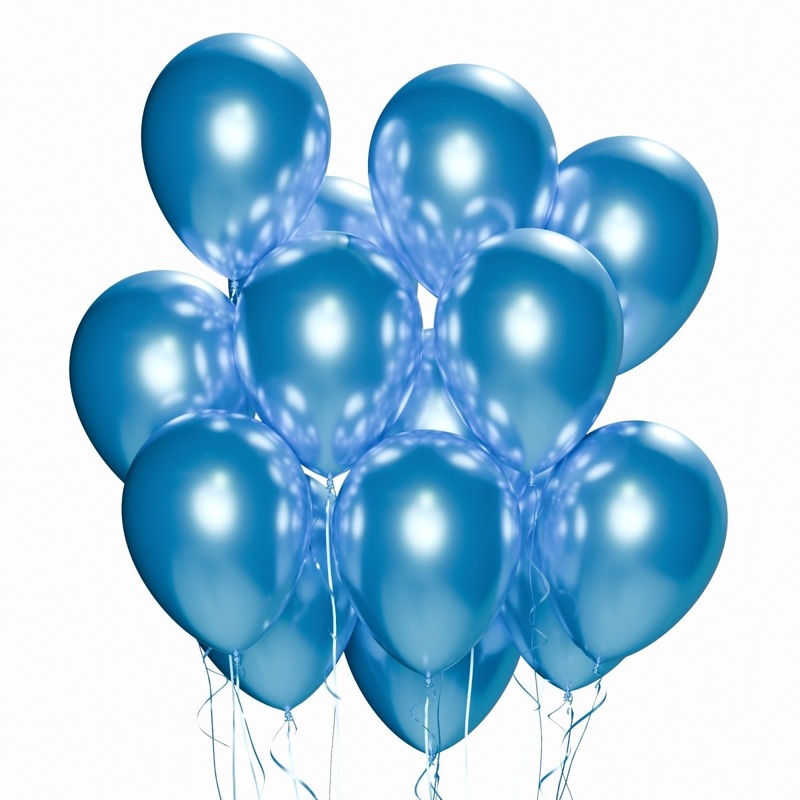 Blue Latex Balloon 12 Inches, Chrome Collection, 15 Count