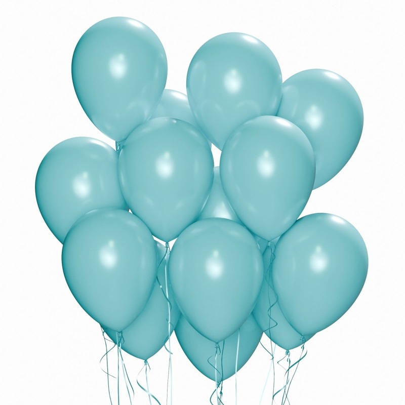 Caribbeau Blue Latex Balloon 12 Inches, Pearl Collection, 15 Count