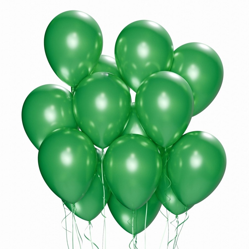 Festive Green Latex Balloon 12 Inches, Pearl Collection, 15 Count
