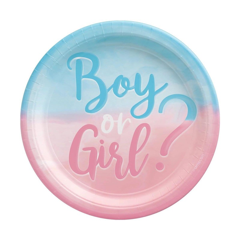 Gender Reveal Party: Dessert Paper Plate 7 Inches, 8 Count