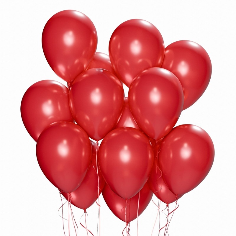 Red Latex Balloon 12 Inches, Pearl Collection, 15 Count