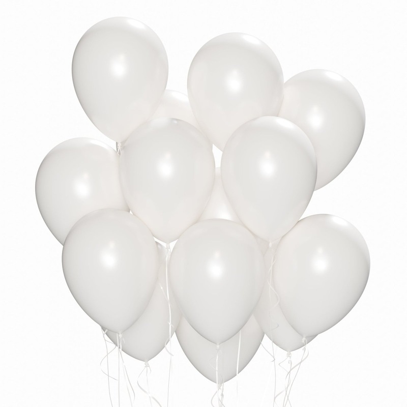 White Latex Balloon 12 Inches, Pearl Collection, 15 Count