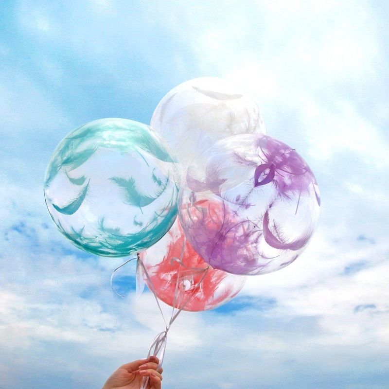 Bubble Balloon, Feathers Tiffany Blue, 18 Inches
